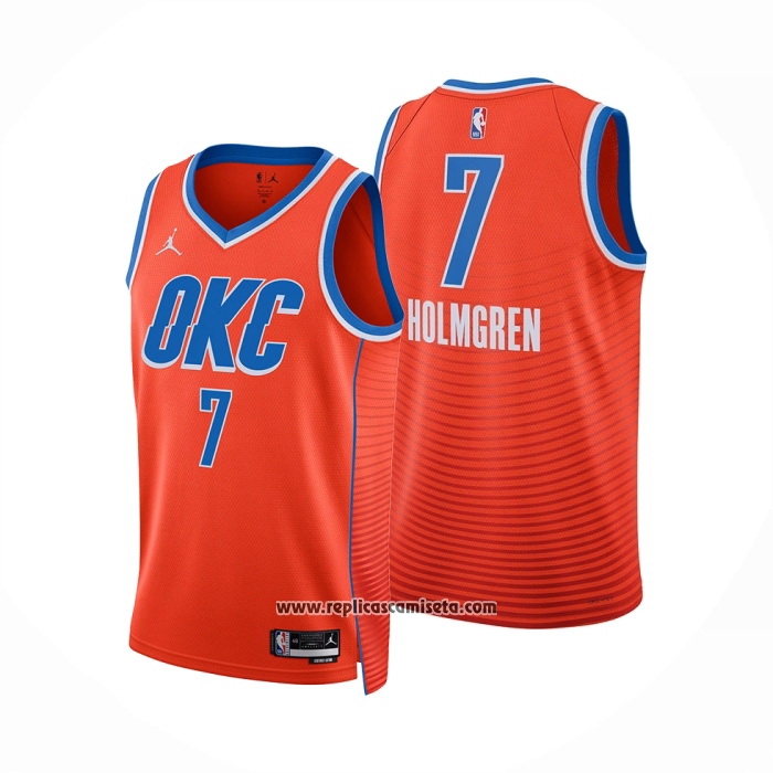 Camiseta Oklahoma City Thunder Chet Holmgren #7 Statement Naranja